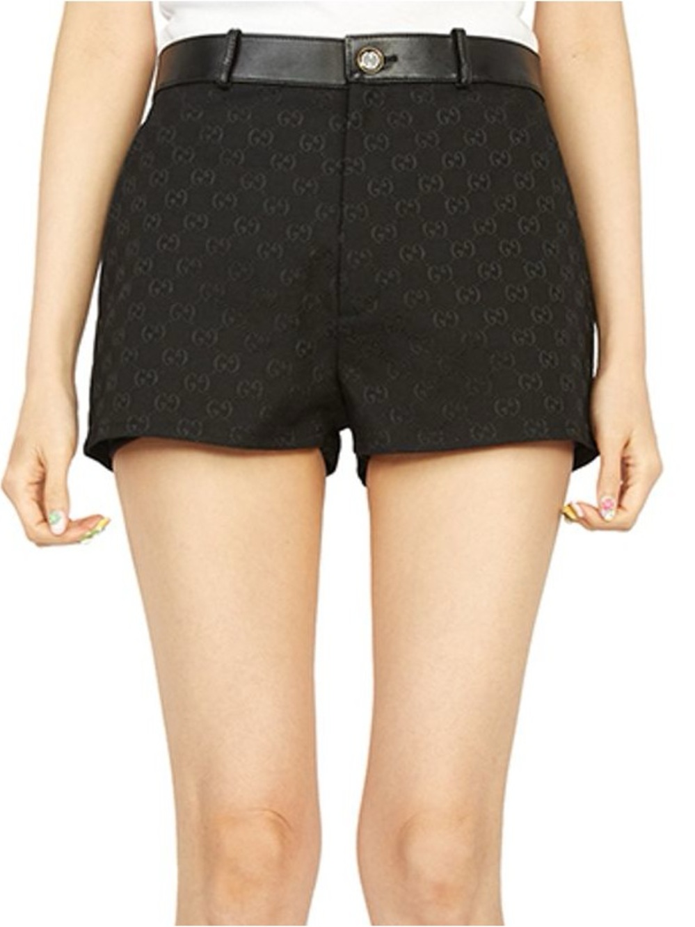 Gucci Canvas Leather Trim Shorts